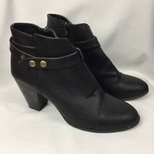 Black Zipper Booties with gold snap